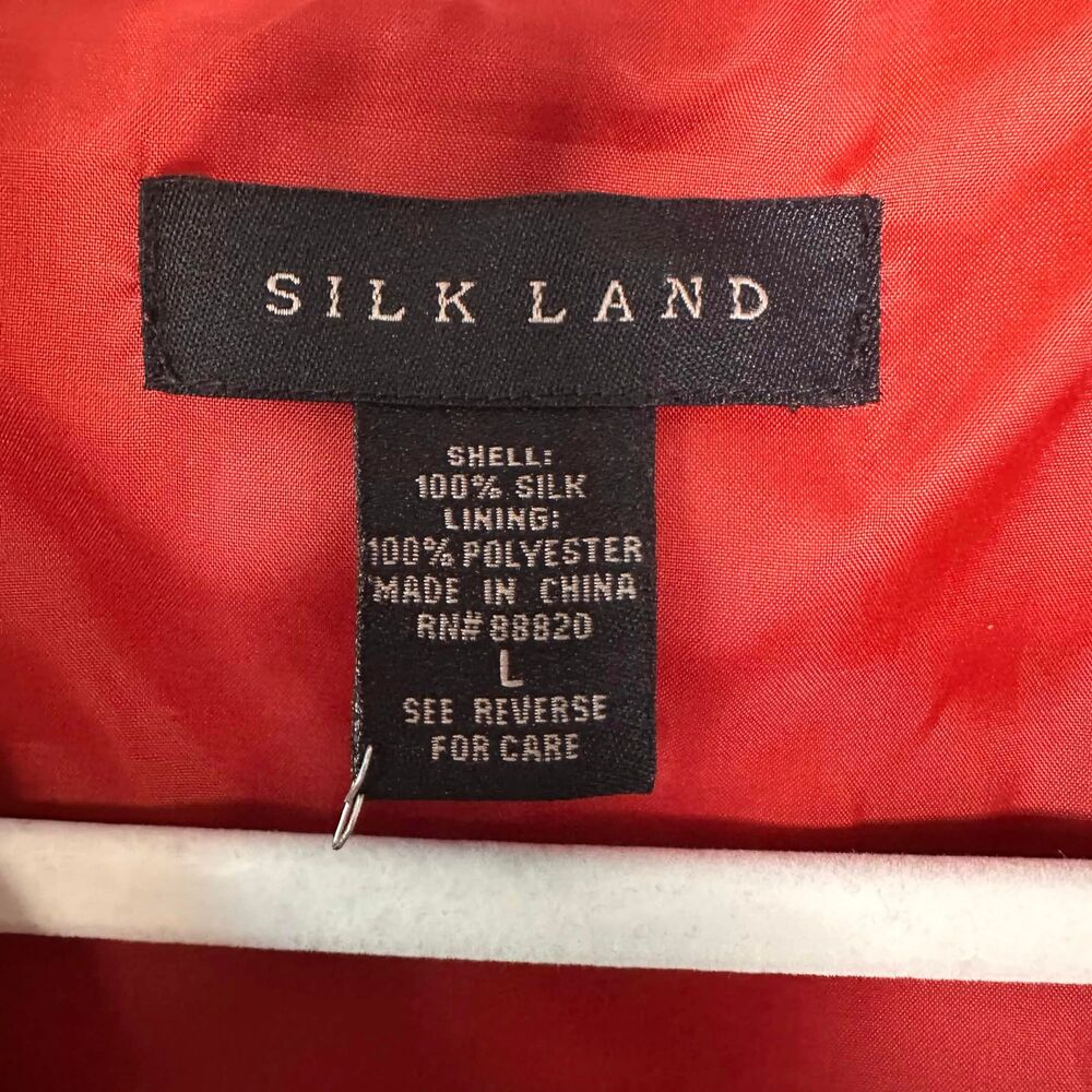 Silkland Vintage 100% Silk Embroidered Floral Jacket Burnt Orange Terracotta L - Picture 3 of 6